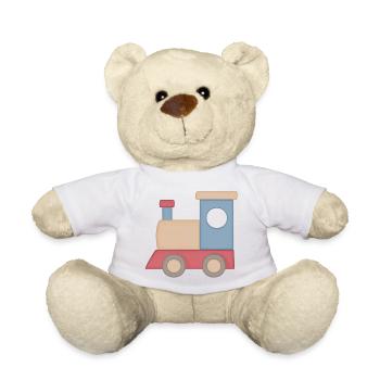 Kunterbunter Spielzug Illustration Eisenbahn - Teddy - Weiß - Vorne