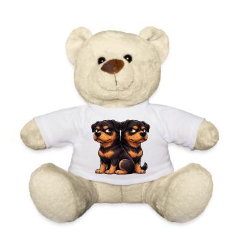Süßer Rottweiler Cartoon Freunde Freundschaft - Teddy - Weiß - Vorne