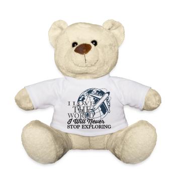 Love the World Never Stop Exploring Graphic - Teddy Bear - white - Front