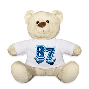 67 Six Seven Meme Gen Alpha Funny - Teddy Bear - white - Front