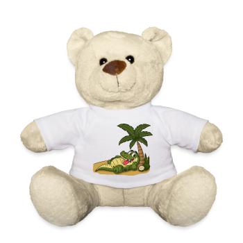 Crocodile on the palm beach - Teddy Bear - white - Front