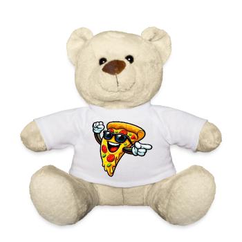 Pizza Slice Rocker with sunglasses - Teddy Bear - white - Front