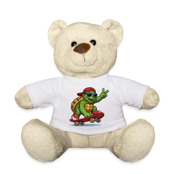 Schildkröte auf Skateboard mit Stil - Teddy - Weiß - Vorne