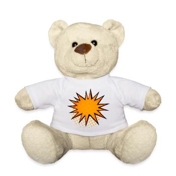 Halftone Comic Starburst Border - Teddy Bear - white - Front