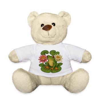 Grüner Frosch unter Lotuslilien - Teddy - Weiß - Vorne