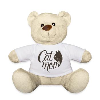 Cat Mom, Katzmama Heart Typography - Teddy Bear - white - Front