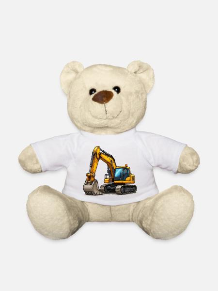 Gelber Bagger - Teddy - Weiß