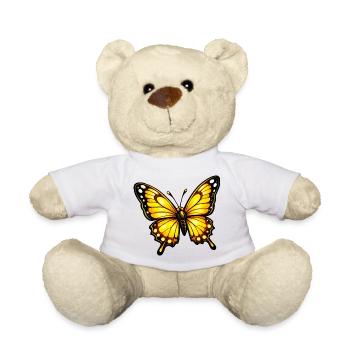 Yellow Orange Butterfly Pattern - Teddy Bear - white - Front