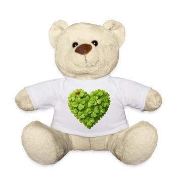 Herz aus Kleeblättern mit Marienkäfer  - Teddy - Weiß - Vorne