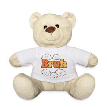 Bruh Clouds Glitter Typography - Teddy Bear - white - Front