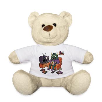 Monster Kino Horror Filme Popcorn - Teddy - Weiß - Vorne