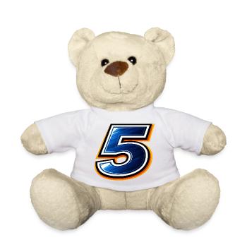 Maillot de football numéro 5 design sportif - Nounours - blanc - Devant