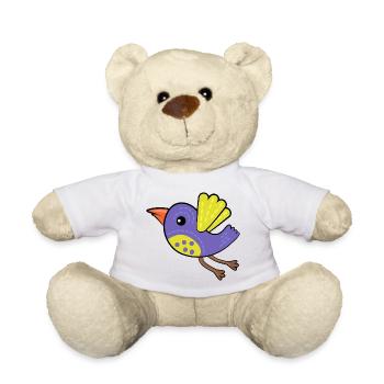 Little Purple Bird - Teddy Bear - white - Front