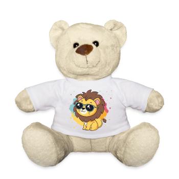 Colorful Lion with Glasses - Teddy Bear - white - Front