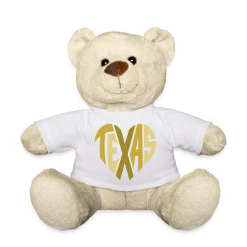 Texas Heart Typography - Teddy Bear - white - Front