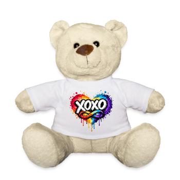 XOXO Liebe im Farbherz zum Valentinstag - Teddy - Weiß - Vorne