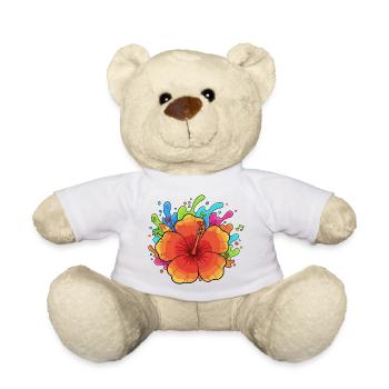 Hibiskus Splash Tropenfarben - Teddy - Weiß - Vorne
