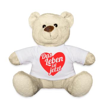 Das Leben ist jetzt  Herzdesign - Teddy - Weiß - Vorne