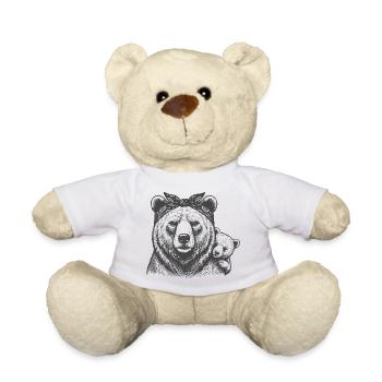 Mama Bear with Child - Teddy Bear - white - Front