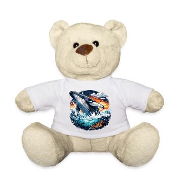 Evening Sea Whale Jump Fantasy - Teddy Bear - white - Front