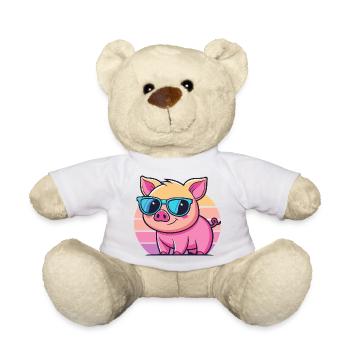 Cochon Soleil Cool avec Lunettes Bleues - Nounours - blanc - Devant