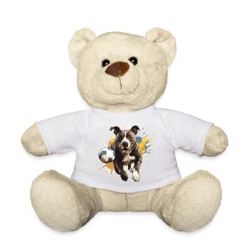 Staffordshire Bull Terrier Dog Football - Teddy Bear - white - Front