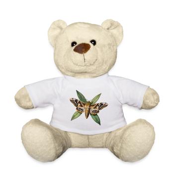 Oleander Sphinx and Botanical Foliage - Teddy Bear - white - Front