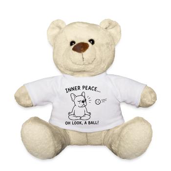 Inner Peace Oh Look A Ball Funny Bulldog Yoga - Teddy Bear - white - Front