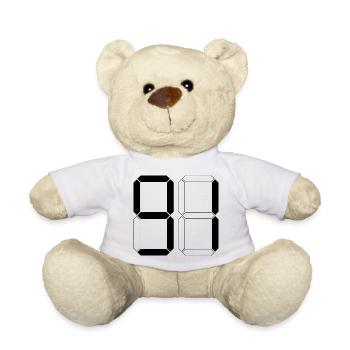 NUMBER 91 Ninety-One Gift Digital - Teddy Bear - white - Front