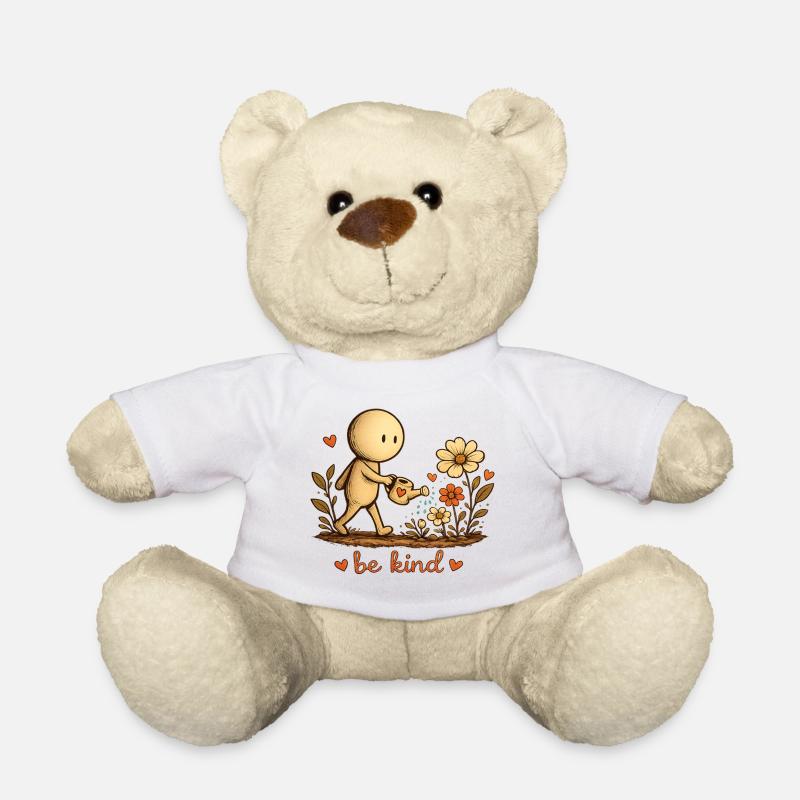 Der kleine Gedanke | Sei gütig | Blumen Shirt - Teddy - Weiß