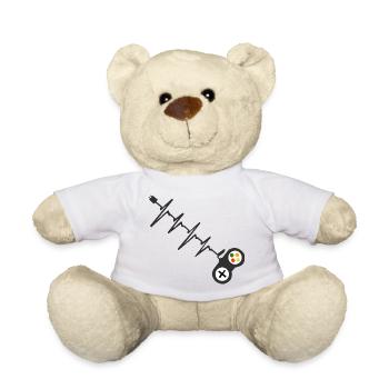 Gamer Heartbeat Controller Pulse Graphic - Teddy Bear - white - Front