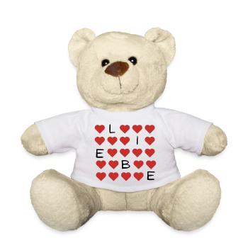 Rotes Herzmuster Wiederholung - Teddy - Weiß - Vorne