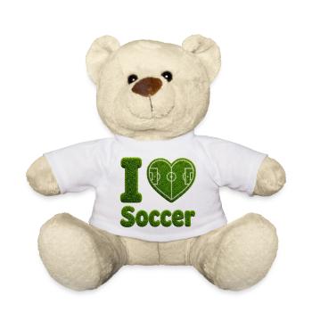 J’adore la conception de terrains de football en gazon et cœur - Nounours - blanc - Devant