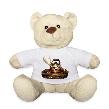 Kettle on stove - Teddy Bear - white - Front