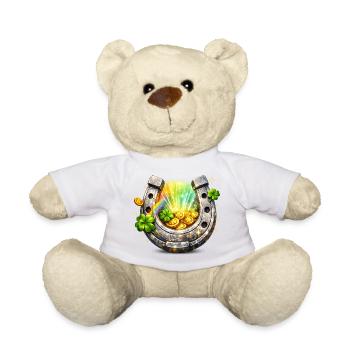 Glückshufeisen mit Klee und Münzen - Teddy - Weiß - Vorne