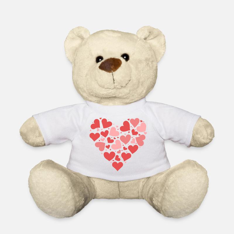 Herz Collage - Rosa Rotes Love Design - Teddy - Weiß