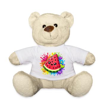 Kawaii Watermelon with Rainbow - Teddy Bear - white - Front