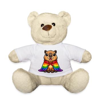 Cape arc-en-ciel du chien de la fierté Capybara LGBTQ - Nounours - blanc - Devant