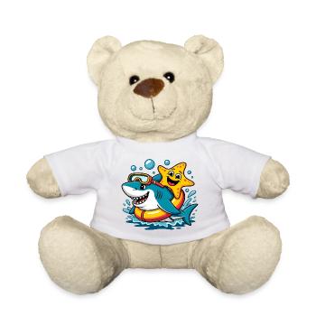 Lustiger Hai mit Seestern - Teddy - Weiß - Vorne