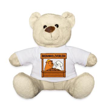 Brennholz Stand mit Hund und Capybara - Teddy - Weiß - Vorne