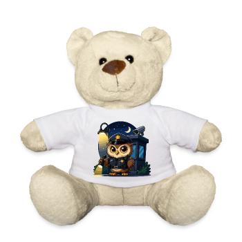 Night Watchman Owl Policeman - Teddy Bear - white - Front