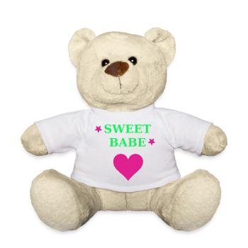 Sweet Babe Neon Herz Typo - Teddy - Weiß - Vorne