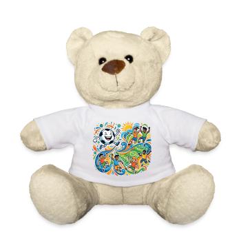 Fußball Spieler Spaß Teams Weltweit Farbexplosion - Teddy - Weiß - Vorne