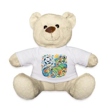 Fröhliches Fußball Spektakel aus aller Welt Teams - Teddy - Weiß - Vorne