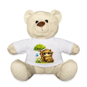 Sweet shaggy cattle beef on flower meadow - Teddy Bear - white - Front