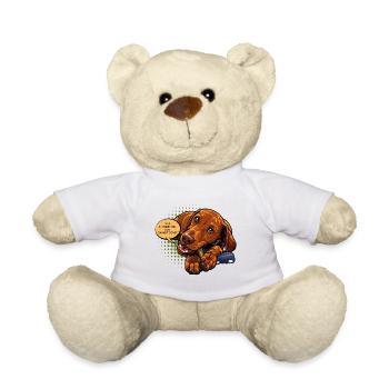 Chien Vizsla Cartoon Mâchouillant Drôle « Je t’ai entendu » - Nounours - blanc - Devant