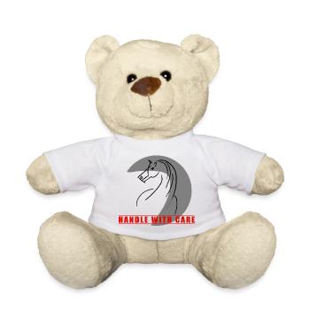 Horse in a circle with note Handle with Care - Teddy Bear - white - Front