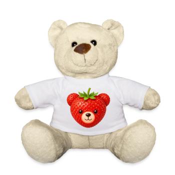 Bear Face Cute Strawberry Fruit Animal Motif Kawaii - Teddy Bear - white - Front