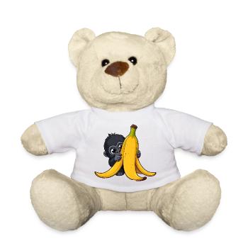 Little monkey hugging banana - Teddy Bear - white - Front