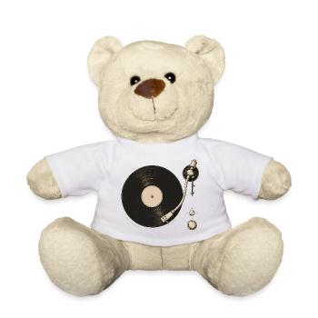Analog Vinyl Turntable Vibes - Teddy Bear - white - Front